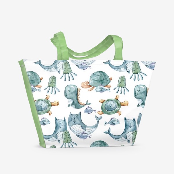 Пляжная сумка «Черепахи и киты»