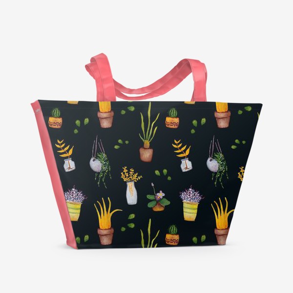 Пляжная сумка «Горшечные растения Ботаника Флора Темный фон»