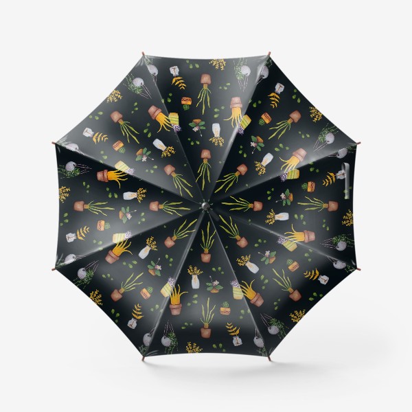 Зонт «Горшечные растения Ботаника Флора Темный фон»