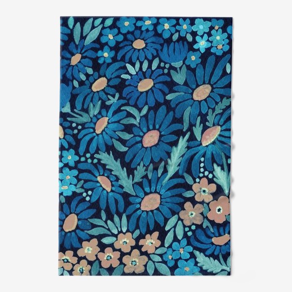 Полотенце «Синие акварельные цветы »