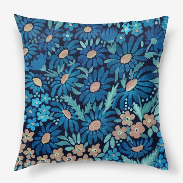 Подушка «Синие акварельные цветы »