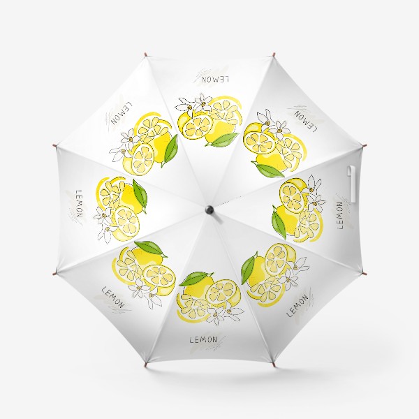 Зонт «Рисованный лимон на белом фоне. Скетч. Свежие желтые плоды лимона, лайма»