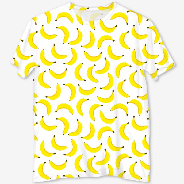 Футболка с полной запечаткой «Бананы, летний банановый принт с тропическими фруктами»