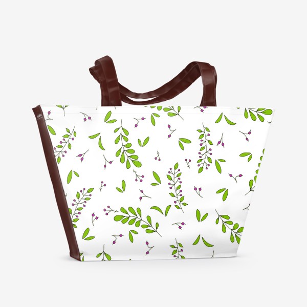 Пляжная сумка &laquo;Зеленые веточки с маленькими ягодками&raquo;