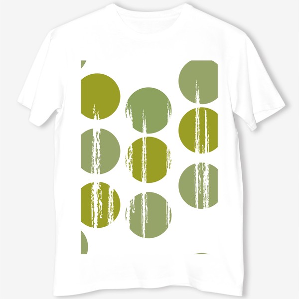 Футболка &laquo;Паттерн с зелеными потертыми кругами.Круги с потертой текстурой.&raquo;