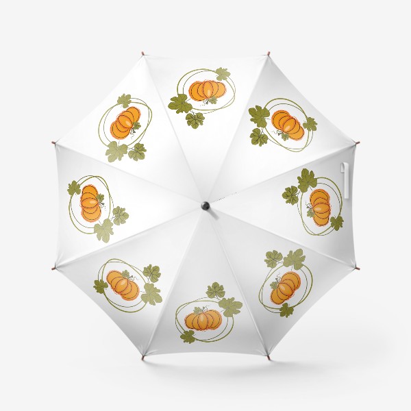 Зонт «Сочная тыква с листьями. Принт.»
