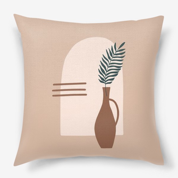 Подушка «Бохо ветка пальмы в вазе»