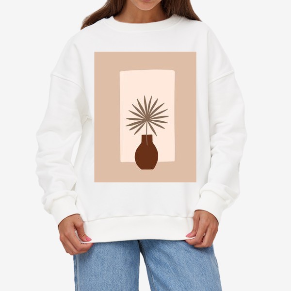Свитшот «Ветка пальмы в вазе. Бохо композиция»