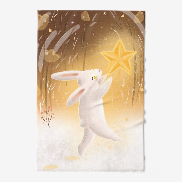 Полотенце «Рождественская звезда и кролик»