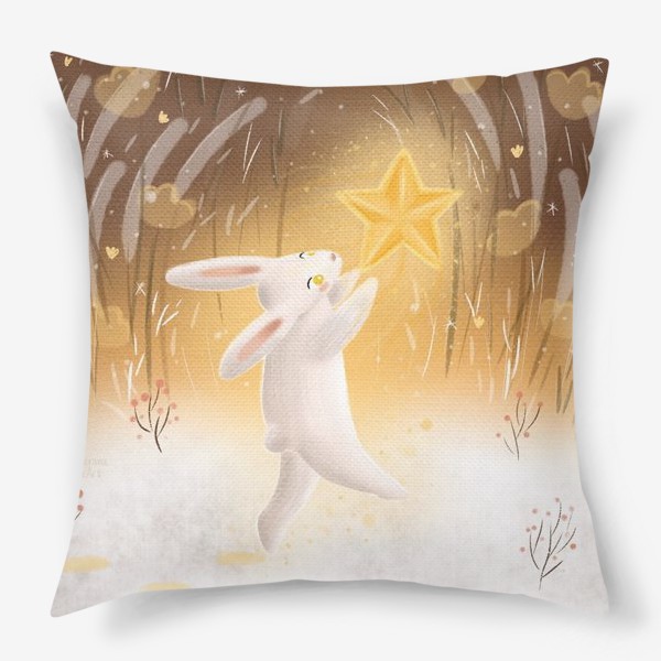 Подушка «Рождественская звезда и кролик»