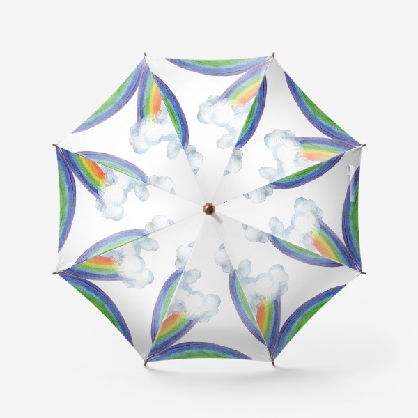 Зонт «Радуга с облаками. Акварель»