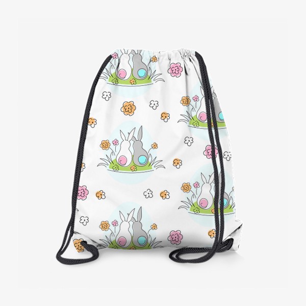 Рюкзак «Милые кролики.Пасхальный паттерн с кроликами и цветами.»