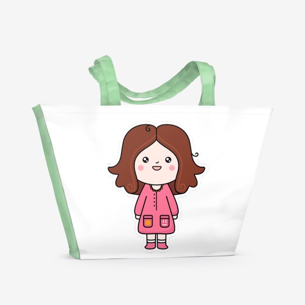 Пляжная сумка «Каваи. Девочка в розовом платье»