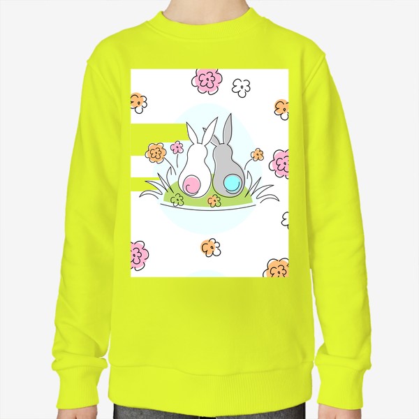 Свитшот &laquo;Милые кролики.Пасхальный паттерн с кроликами и цветами.&raquo;