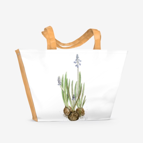 Пляжная сумка &laquo;Акварельный цветок - нежный весенний гиацинт.&raquo;