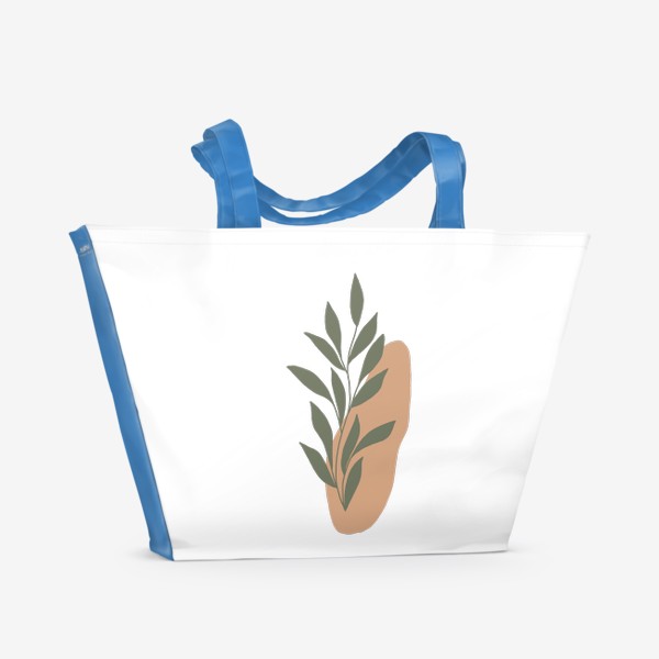 Пляжная сумка «Ветка с листьями на абстрактном пятне 1»