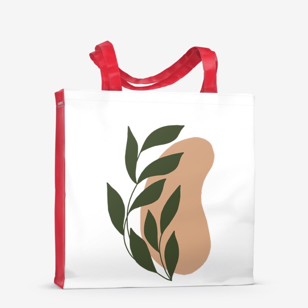 Сумка-шоппер «Ветка с листьями на абстрактном пятне 2»