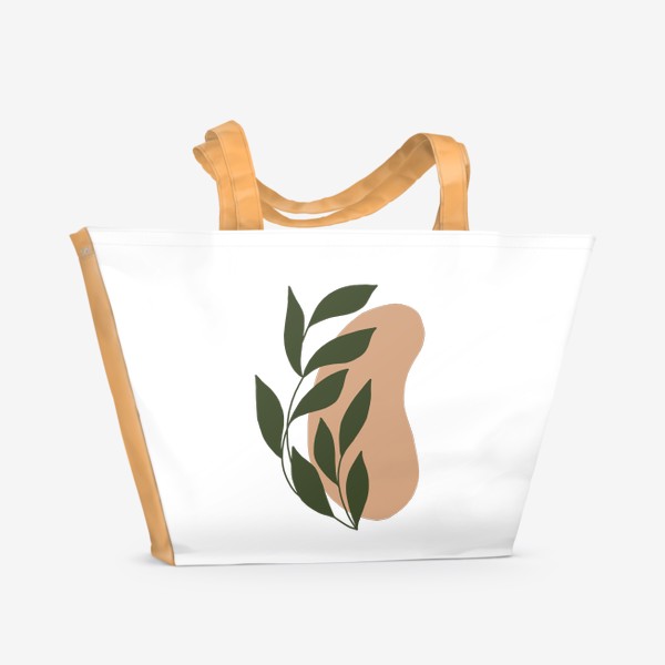 Пляжная сумка «Ветка с листьями на абстрактном пятне 2»