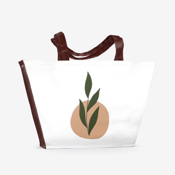 Пляжная сумка «Ветка с листьями на абстрактном пятне 5»