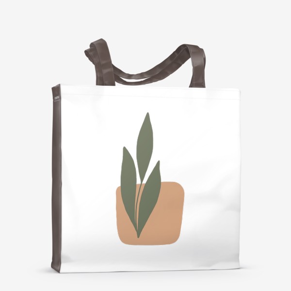 Сумка-шоппер «Ветка с листьями на абстрактном пятне 7»