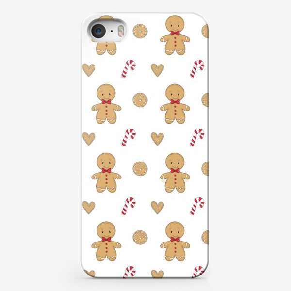 Чехол iPhone «Паттерн с пряничными человечками»