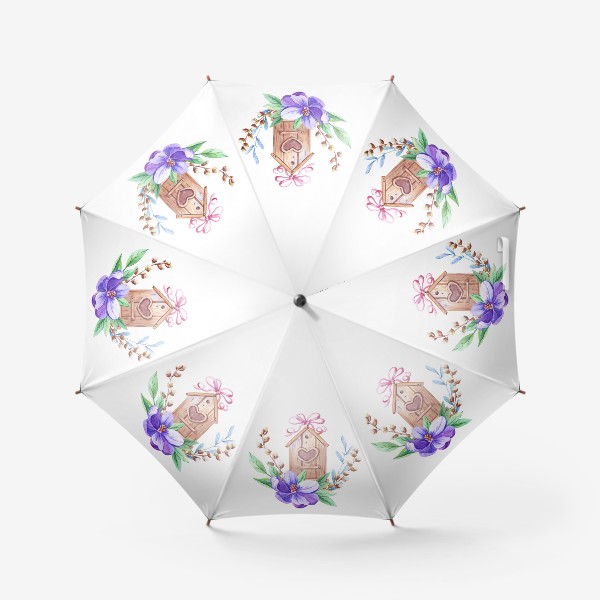 Зонт «Весенний крокус и скворечник»
