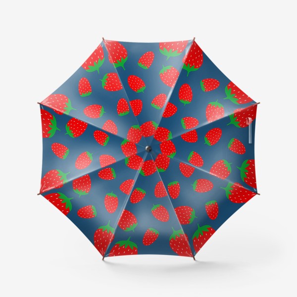 Зонт «Клубника на синем фоне»