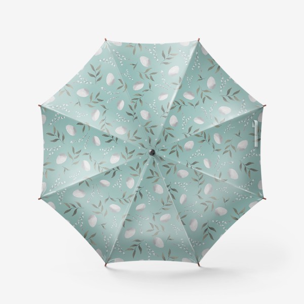 Зонт «Счастливая пасха. Нежный паттерн. Яйца, верба и листья»