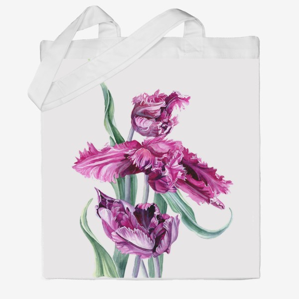 Сумка хб «Фиолетовые тюльпаны акварелью»