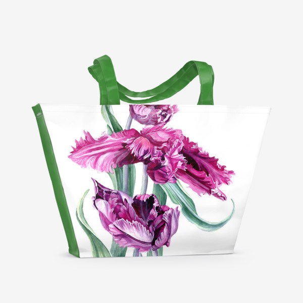 Пляжная сумка &laquo;Фиолетовые тюльпаны акварелью&raquo;
