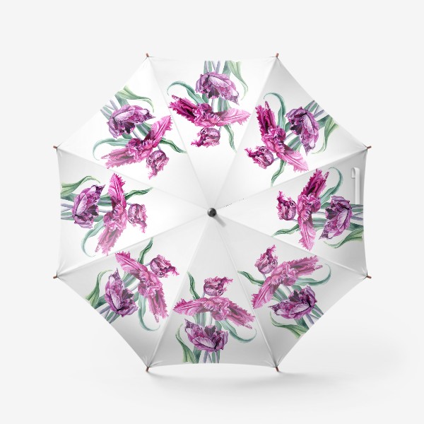 Зонт «Фиолетовые тюльпаны акварелью»