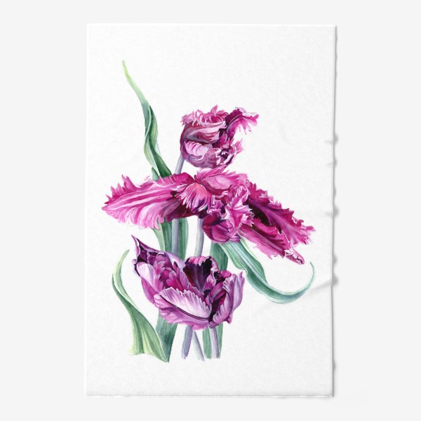 Полотенце «Фиолетовые тюльпаны акварелью»