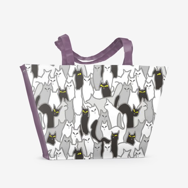 Пляжная сумка «Черно-белая котовасия»