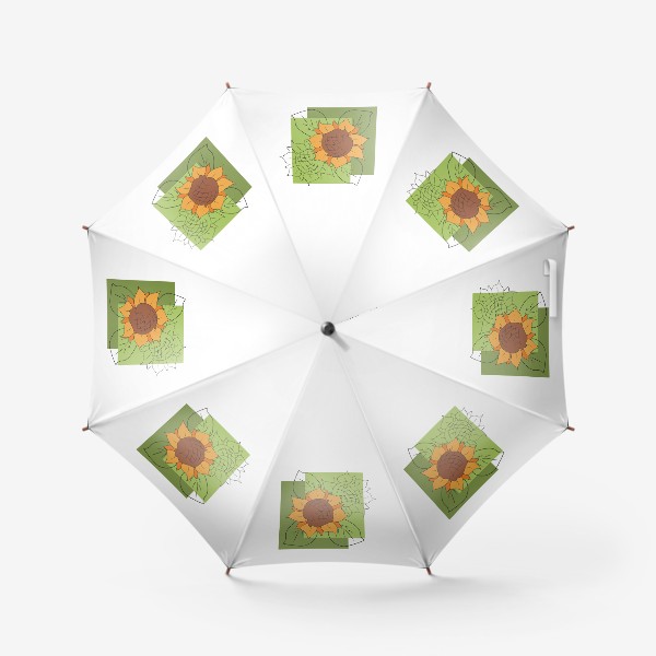 Зонт «Подсолнух на зеленом фоне в современной технике.»