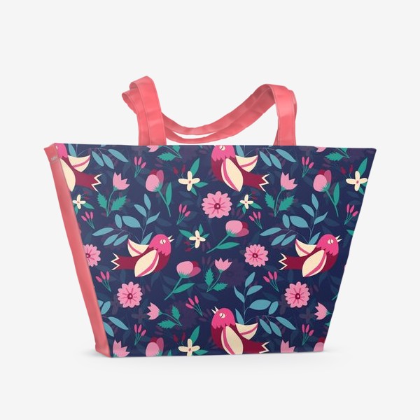 Пляжная сумка «Птички и цветы»