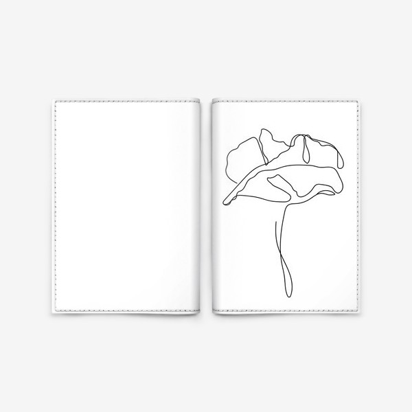 Обложка для паспорта «Черно-белый мак, нарисованный вручную. Скетч»