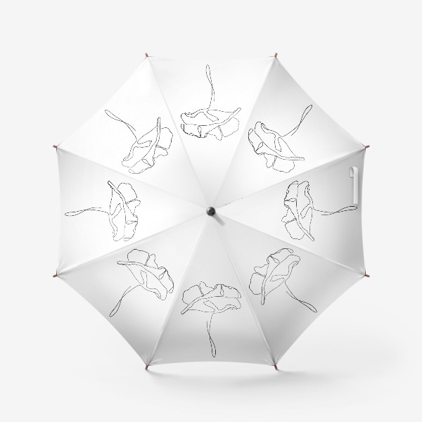 Зонт «Черно-белый мак, нарисованный вручную. Скетч»