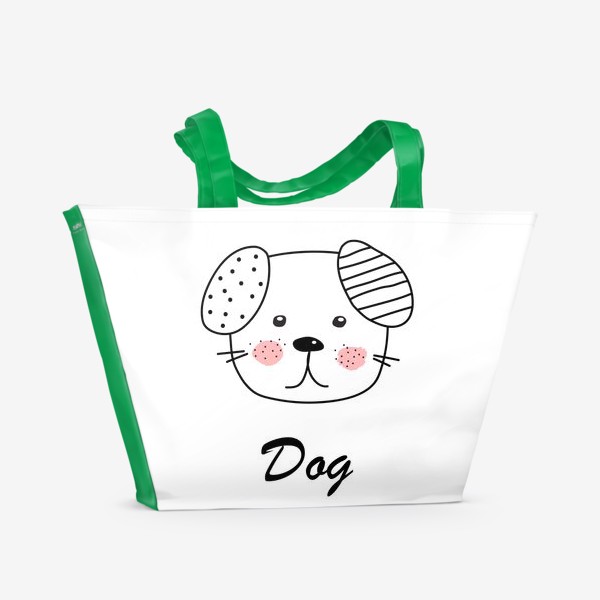 Пляжная сумка «Собака, нарисована в одну линию. Скетч.»