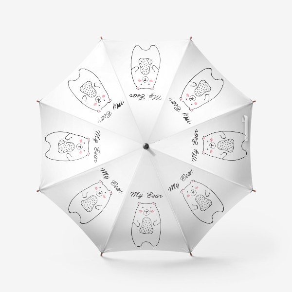 Зонт «Мой медведь, скетч. Рисованный в одну линию.»