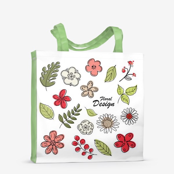 Сумка-шоппер &laquo;Красочные цветы и листья. Скетч&raquo;