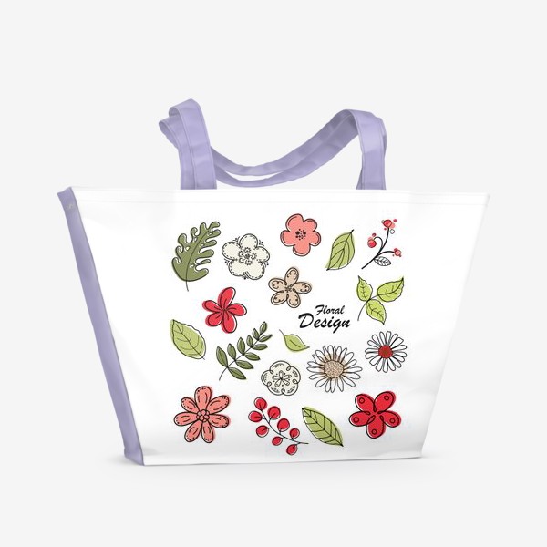 Пляжная сумка &laquo;Красочные цветы и листья. Скетч&raquo;