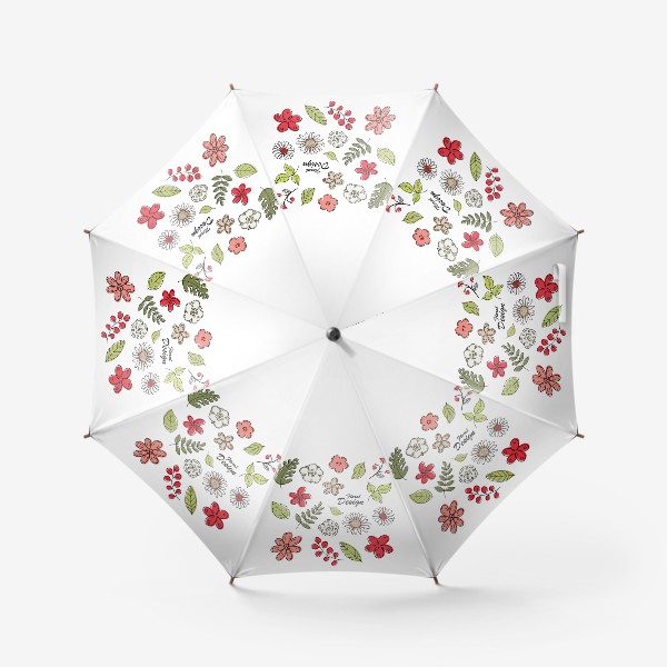Зонт &laquo;Красочные цветы и листья. Скетч&raquo;