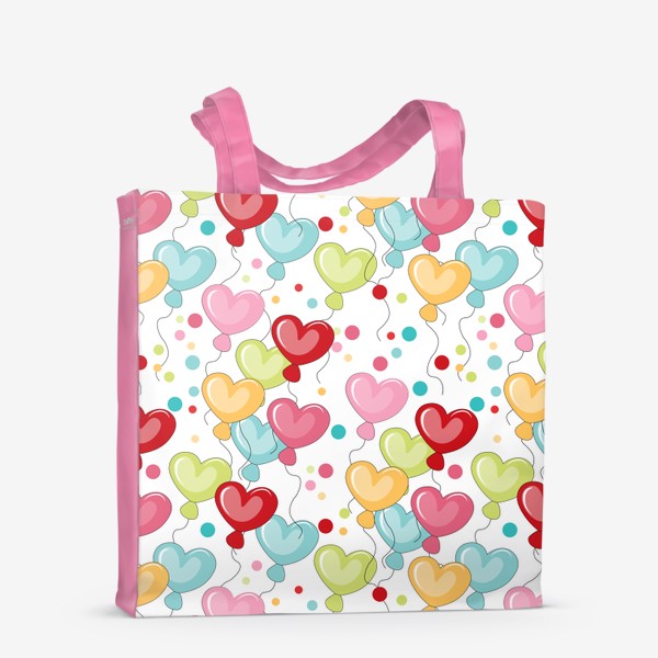 Сумка-шоппер «Цветные воздушные шарики в форме сердца.Паттерн с воздушными шарами.»