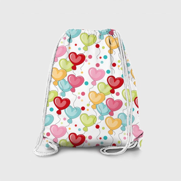 Рюкзак &laquo;Цветные воздушные шарики в форме сердца.Паттерн с воздушными шарами.&raquo;