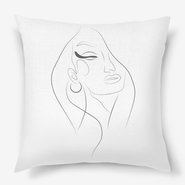Подушка «Лицо девушки в стил лайн арт»