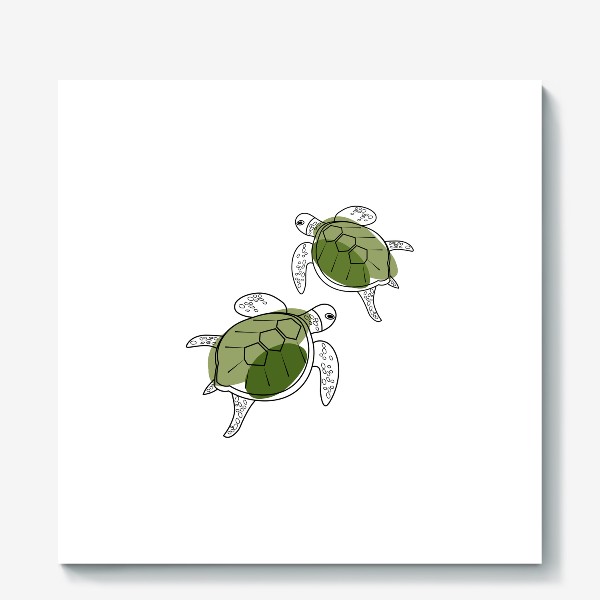 Холст &laquo;Водные черепахи.Летний принт с водными черепахами.&raquo;