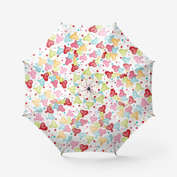Зонт «Цветные воздушные шарики в форме сердца.Паттерн с воздушными шарами.»