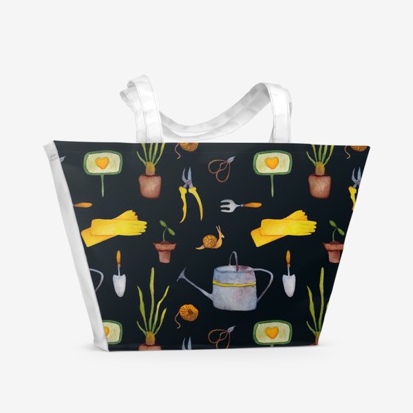 Пляжная сумка «Сад Огород Дача на тёмном фоне»