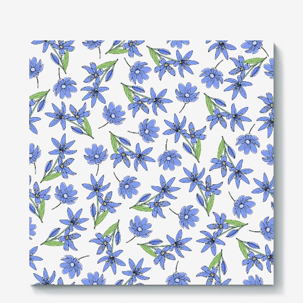 Холст «Синие полевые цветочки»