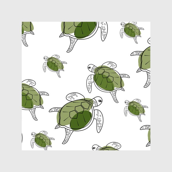 Шторы «Черепахи. Бесшовная летняя текстура с черепахами.»